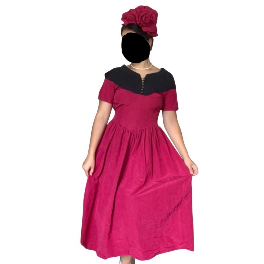 Vintage 80s/90s Jessica McClintock Bridal Pink Black Gothic Dress Size 7/8